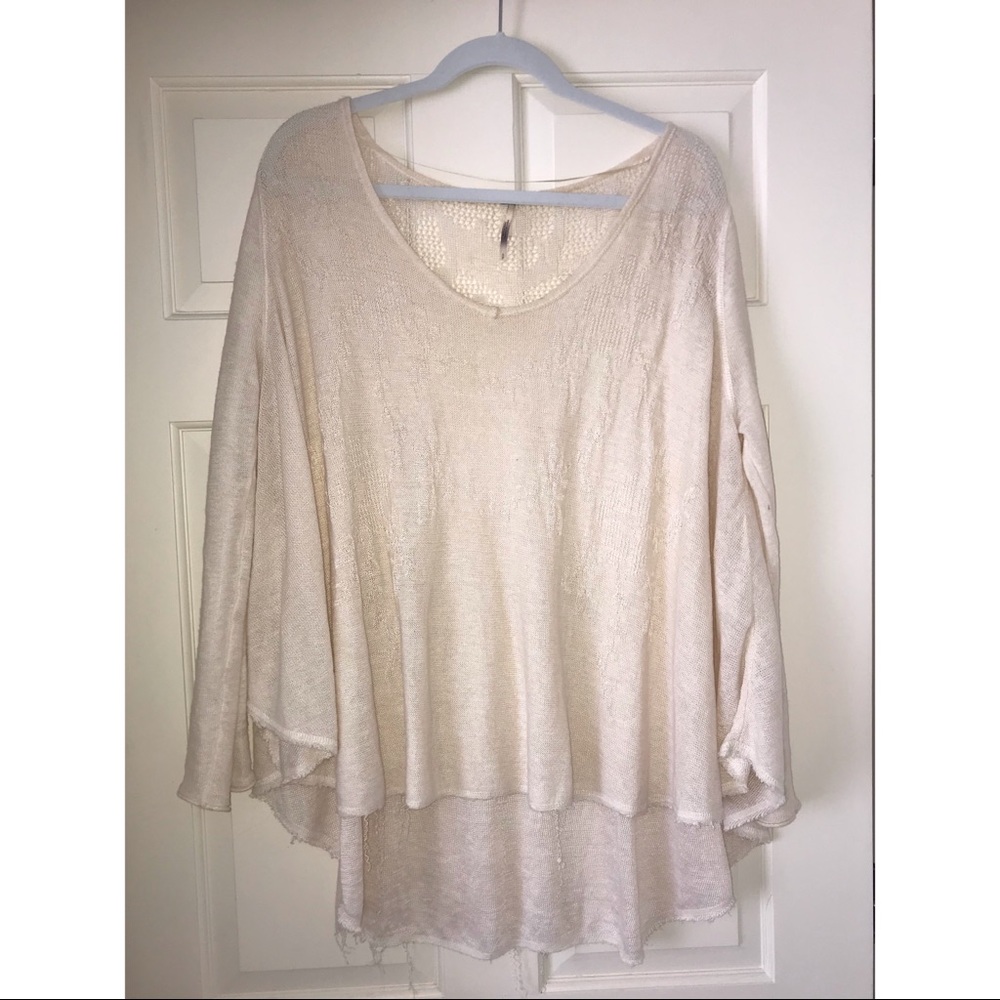 Free People Flowy Long Sleeve Cream Sweater